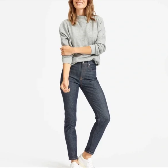 Everlane High Rise Skinny Jean Dark Indigo Wash Blue Size 24 Regular - Picture 3 of 7